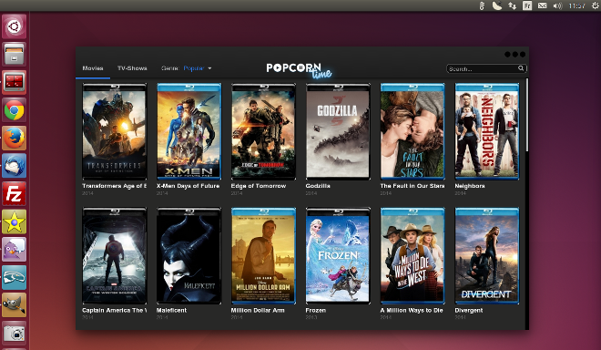 Fenêtre principale de Popcorn Time